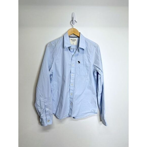 Abercrombie & Fitch Shirt Mens Large Blue Long Sleeve Casual Button Down - Picture 4 of 8